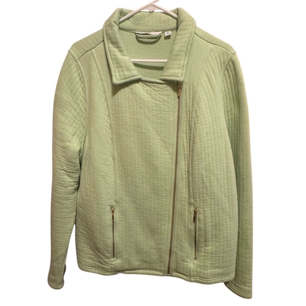 Isaac Mizrahi Live Green Quilted Jacket Sz XL
